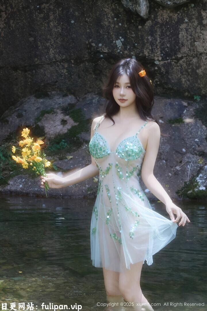 秀人网 尹甜甜sunny 绿色轻纱情趣内衣 鲜花与裸体[61P 676M]